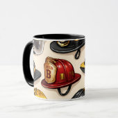 Title firefighter helmet pattern fire station depa マグカップ (正面左)