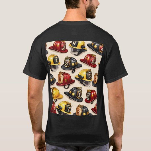 Title firefighter helmet pattern fire station wrap tシャツ (裏面)