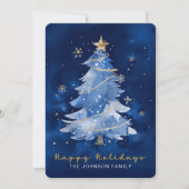 Title: Happy Holidays Elegant Navy Gold Christmas  カード (正面)