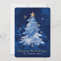 Title: Happy Holidays Elegant Navy Gold Christmas 