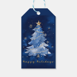 Title:
Happy Holidays Elegant Navy Gold Christmas ギフトタグ