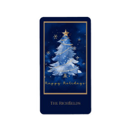 Title:
Happy Holidays Elegant Navy Gold Christmas ラベル