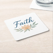 Title: Hold Faith Close — Light Always Returns スクエアペーパーコースター (アングル)