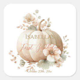 Title: Little Pumpkin First Birthday Sticker スクエアシール
