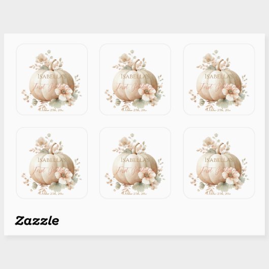 Title: Little Pumpkin First Birthday Sticker スクエアシール (シート)