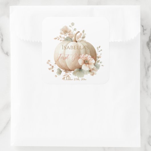 Title: Little Pumpkin First Birthday Sticker スクエアシール (バッグ)