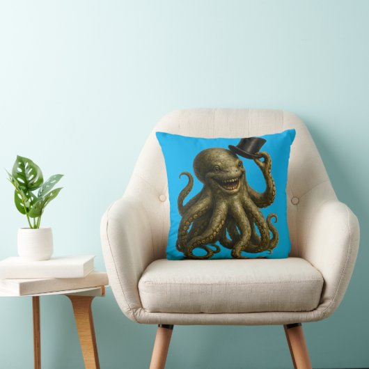 Title octopus in top hat, whimsical nautical art クッション (椅子)