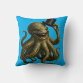 Title octopus in top hat, whimsical nautical art クッション (裏面)