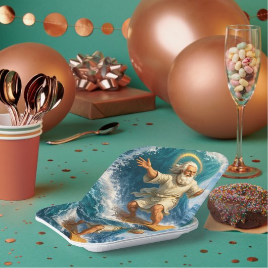 Title surfing Moses biblical art party paper plate ペーパープレート (複数)