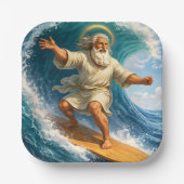 Title surfing Moses biblical art party paper plate ペーパープレート (正面)