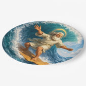 Title surfing Moses biblical art party paper plate ペーパープレート (アングル)