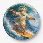 Title surfing Moses biblical art party paper plate ペーパープレート (正面)