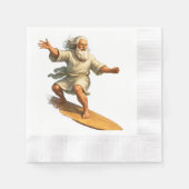 Title surfing Moses funny biblical art party paper 縁ありカクテルナプキン (正面)