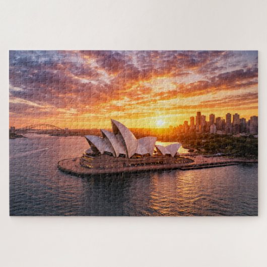 Title Sydney Opera House Sunset Aerial Photography ジグソーパズル (横)