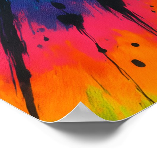 Title: Vibrant Neon Spiral Tie-Dye Art ポスター (角)