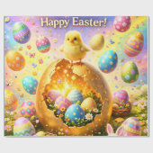 Title whimsical Easter bunny and colourful egg pat ラッピングペーパー (フラット)