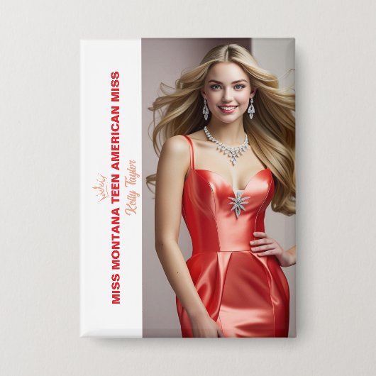 Titleholder Photo Button for Pageants - Rectangle 缶バッジ (正面)