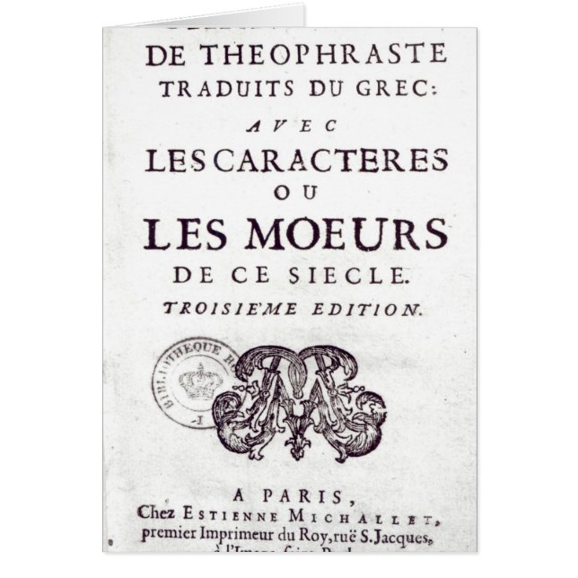 Titlepage 「Les Caracteres de Theophraste (正面)