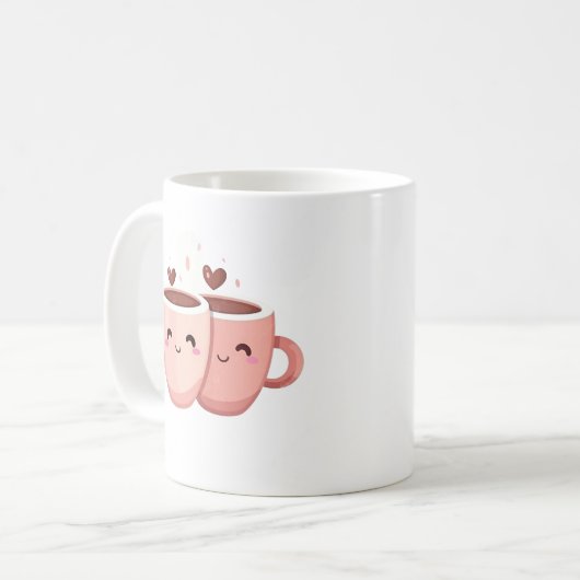 Titre Mug Blanc avec Illustration de Tasses Rose e コーヒーマグカップ (正面左)