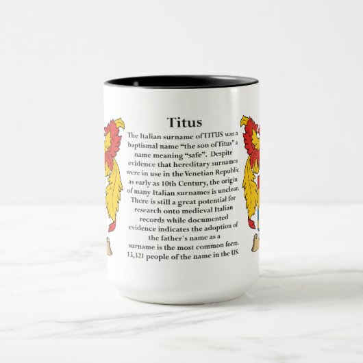 Titus家族の紋章付き外衣 マグカップ (中央)