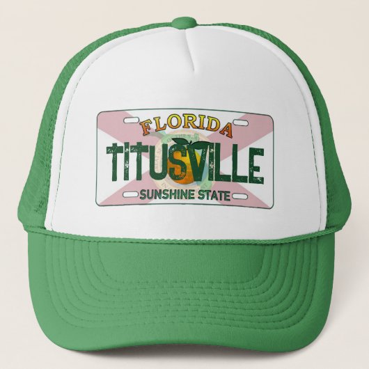 Titusville Florida flag license plate hat キャップ (正面)