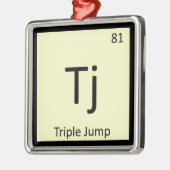 Tj -三段跳びの陸上競技化学記号 メタルオーナメント (左)