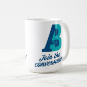 TLCマグ-ティール（緑がかった色）&パープル コーヒーマグカップ (正面右)