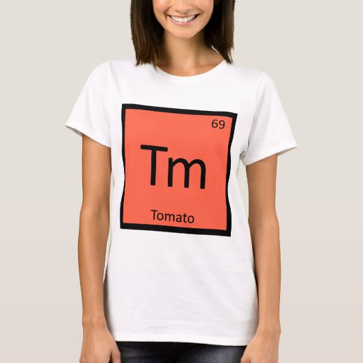 Tm – トマト果実化学周期表記号 tシャツ (正面)