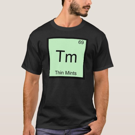 Tm -薄いミントおもしろいな化学要素の記号のティー tシャツ (正面)