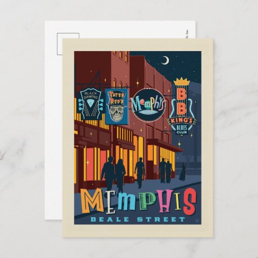 TN,メンフィス | ビール通りネオン ポストカード (正面/裏面)