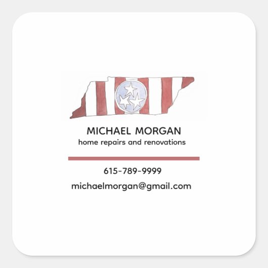 TN state flag business cards スクエアシール (正面)
