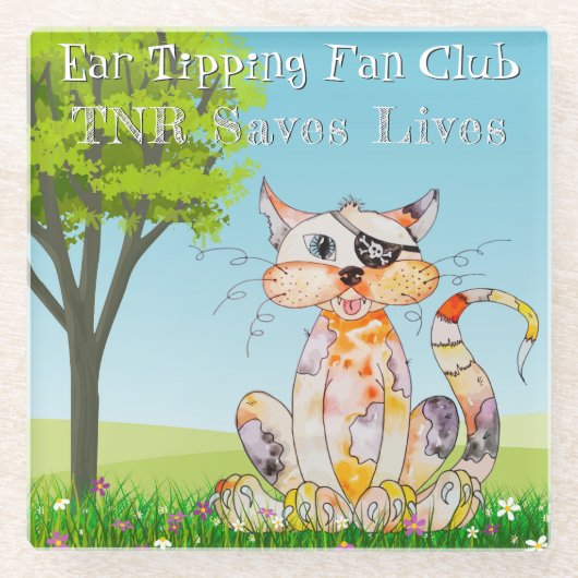 TNRトラップ、ニューター、リターンライフコ救ースター ガラスコースター (正面)