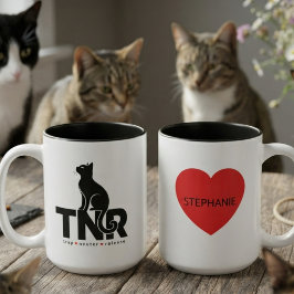 TNR猫のミニマリストな黒いシルエット ツートーンマグカップ