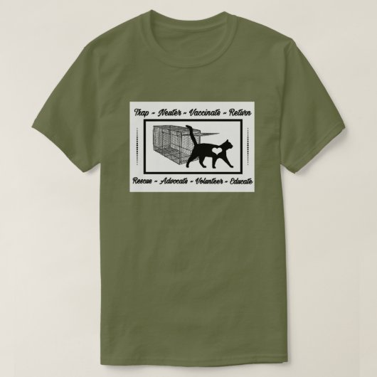 TNR CATレスキュートラップノイターワクチン接種リターン Tシャツ (デザイン正面)