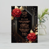 toバラガーデンダイヤモンドレッドブラックと金ゴールド結婚ズ 箔招待状 (立ち正面)