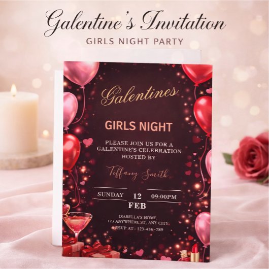to a girl's night out on Valentine's Day 招待状