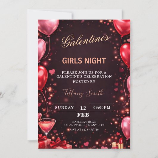 to a girl's night out on Valentine's Day 招待状 (正面)