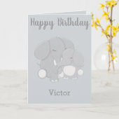 To a little boy on his birthday elephant theme カード (黄色い花)