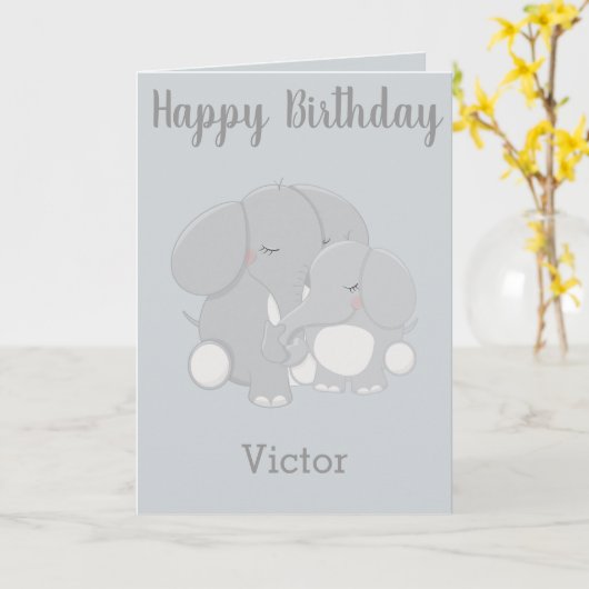 To a little boy on his birthday elephant theme カード (黄色い花)