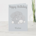 To a little boy on his birthday elephant theme カード<br><div class="desc">A birthday card for a little boy, this item features a light blue background with a lovely drawing of a mother and baby elephant. The top states "Happy Birthday" with his name at the bottom. The inside has a warm message. Personalize yours today! Clipart: Prettygrafik design  (https://www.etsy.com/shop/Prettygrafikdesign Greeting card message:...</div>