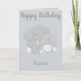 To a little boy on his birthday elephant theme カード