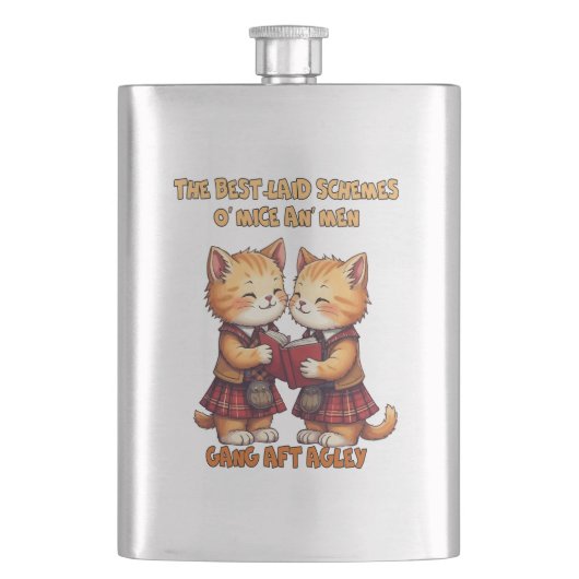 To A Mouse Orange Cats Reciting Burns フラスク (正面)