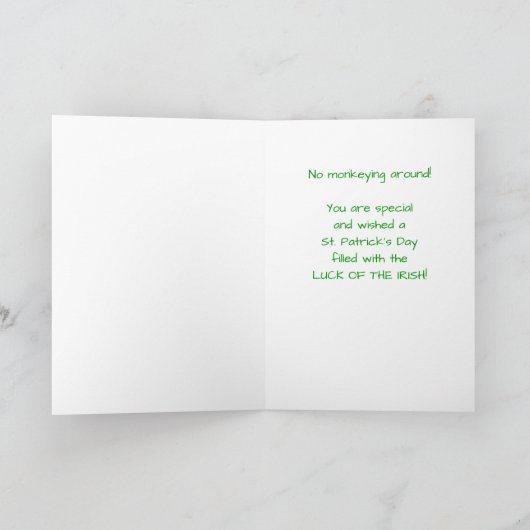 To A Special Cousin, St. Patrick's Day Monkey カード (内部)