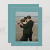 To Be 結婚シンプルティール(緑がかった色)BUDGET結婚の写真招待状 (正面/裏面)