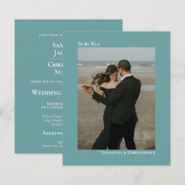 To Be 結婚シンプルティール(緑がかった色)BUDGET結婚の写真招待状