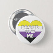 To Be 誇りを持った Me非バイナリプライドフラグハート 缶バッジ (正面&裏面)
