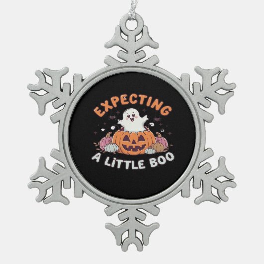 To Be Expecting Little Boo スノーフレークピューターオーナメント (正面)