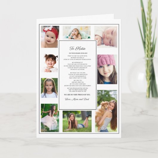 To Daughter卒業の日ホワイトフォトモダンー9 カード (正面)