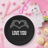 To Death Skeleton Heart Hands Classic Look ペーパープレート (パーティー)