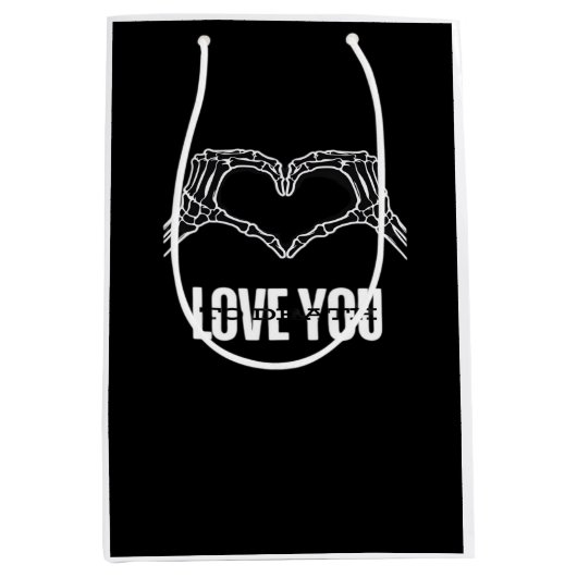 To Death Skeleton Heart Hands Style ミディアムペーパーバッグ (正面)